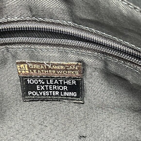 Great American Leatherworks Crossbody Purse Shoulder Bag Leather Dark Gray Green - Picture 7 of 12